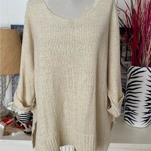 Easel It's a Breeze Tunic Sweater Knit Top Women's M Oatmeal Lightweight NWT
